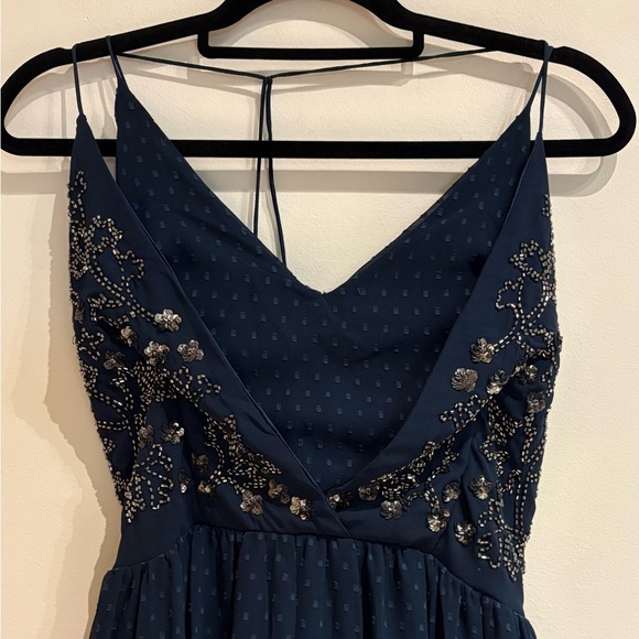 Ranna Gill Lucinda Beaded Maxi Dress Navy Size 8P - Picture 8 of 13